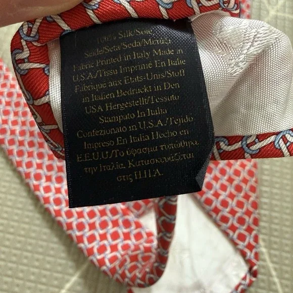 NEW 346 Brooks Brothers 100% Silk Men's Necktie Red w/ Chain Link Design - Picture 5 of 5